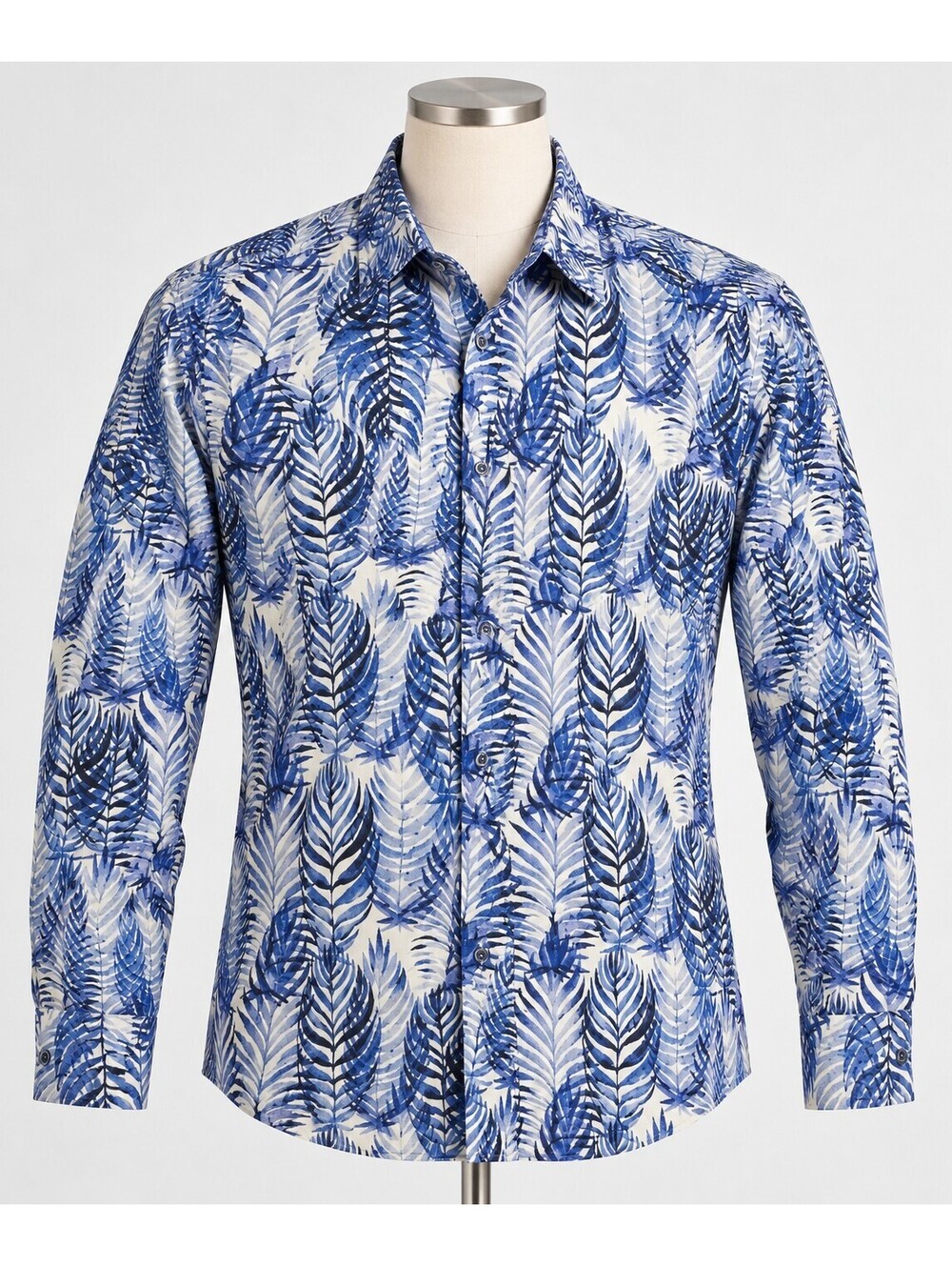 Robert Graham Classic Fit Men's L Blue Leaf Print Shirt